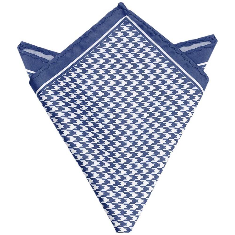 Houndstooth Handkerchiefs Self-Fold Pocket Square for Suit Formal Navy Blue